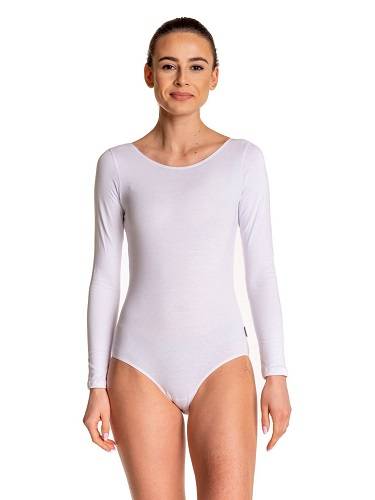 Gymnastics Training Body with Long Sleeve B100D White.