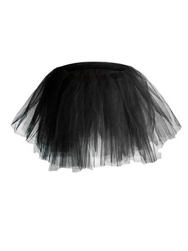 Multi-layered black tulle tutu skirt.