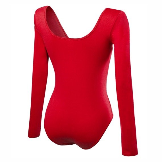 Women's Red Slimming Long Sleeve Bodysuit