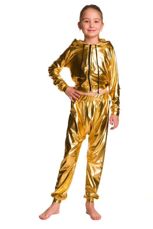 Children's Metallic Gold Performance Pants with Pumps