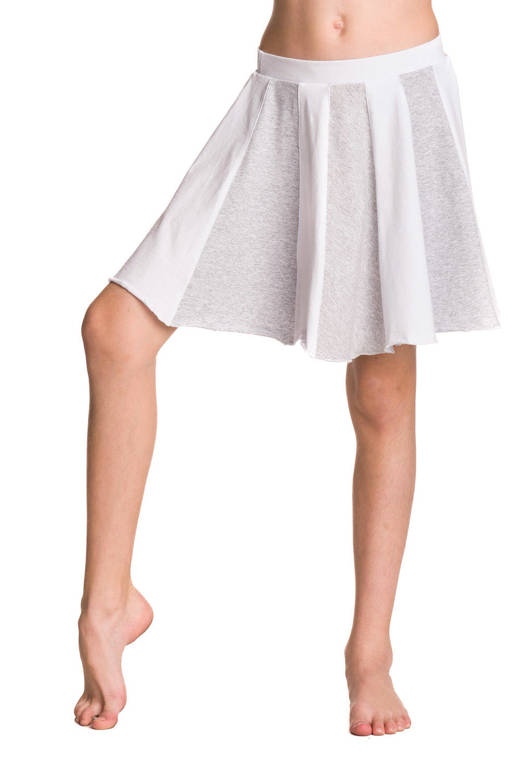 ECO-LINE cotton full circle flared skirt for girls - white mélange gray.