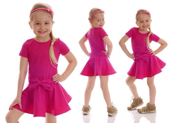 Fairy Dress for Girls with Ruffle and BOW in Fuchsia color.