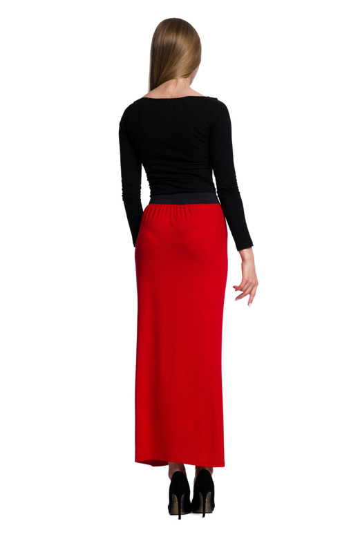 Fitted Viscose MAXI Skirt - Red.