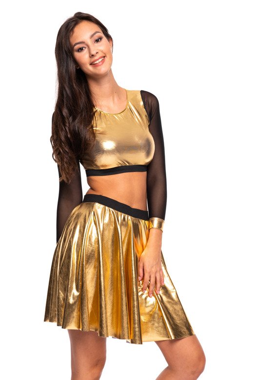 Metallic Shimmering Gold Girls' Long Sleeve Mesh Athletic Top