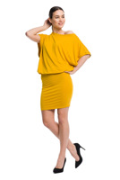 Dress with fitted bottom - mustard.
