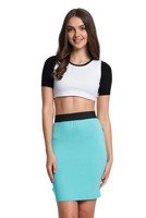 Fitted MIDI Viscose Skirt - Turquoise