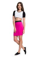 Fitted Midi Viscose Skirt - Fuchsia