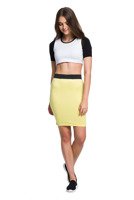 Fitted Viscose Midi Skirt - Lemon