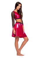 Girls' Metallic Shiny Long Sleeve Mesh Top for Sports Performance in Fuchsia.