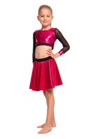 Girls' Metallic Shiny Long Sleeve Mesh Top for Sports Performance in Fuchsia.