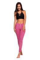 Heart-patterned sports leggings for girls in fuchsia gray.