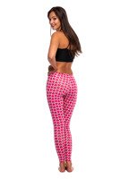 Heart-patterned sports leggings for girls in fuchsia gray.