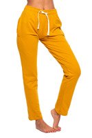 Long straight mustard sweatpants.