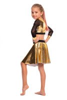 Metallic Shimmering Gold Girls' Long Sleeve Mesh Athletic Top