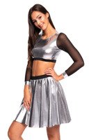 Metallic Silver Shimmering Circle Skirt