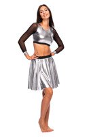 Metallic Silver Shimmering Circle Skirt