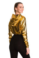 Metallic shining hoodie for women's and children's with a large golden hood for performances.