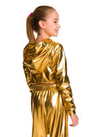 Metallic shining hoodie for women's and children's with a large golden hood for performances.