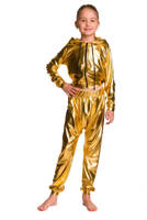 Metallic shining hoodie for women's and children's with a large golden hood for performances.