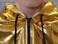 Metallic shining hoodie for women's and children's with a large golden hood for performances.