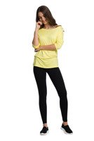 Viscose blouse with wide neckline and 3/4 sleeves - lemon.