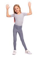 Women's Sports Leggings for Children, Long with Small White Flowers and Navy Blue