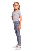 Women's Sports Leggings for Children, Long with Small White Flowers and Navy Blue