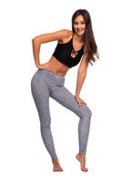 Women's Sports Leggings for Children, Long with Small White Flowers and Navy Blue