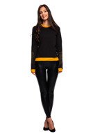 Women's long sleeve sports sweatshirt with embroidery on the forearm, black.