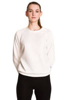 Women's white quilted sports sweatshirt without a hood.