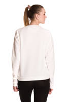 Women's white quilted sports sweatshirt without a hood.