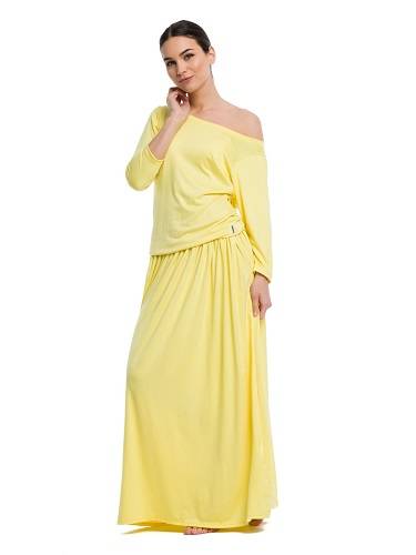 Langes MAXI-Kleid aus Viskose - Zitrone