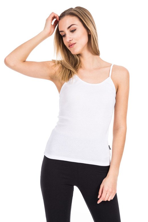 Baumwoll-T-Shirt mit dünnen Trägern - weiß