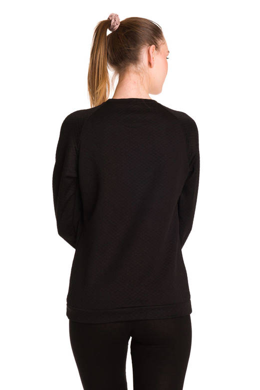 Damen Sport-Sweatshirt ohne Kapuze, schwarz gesteppt