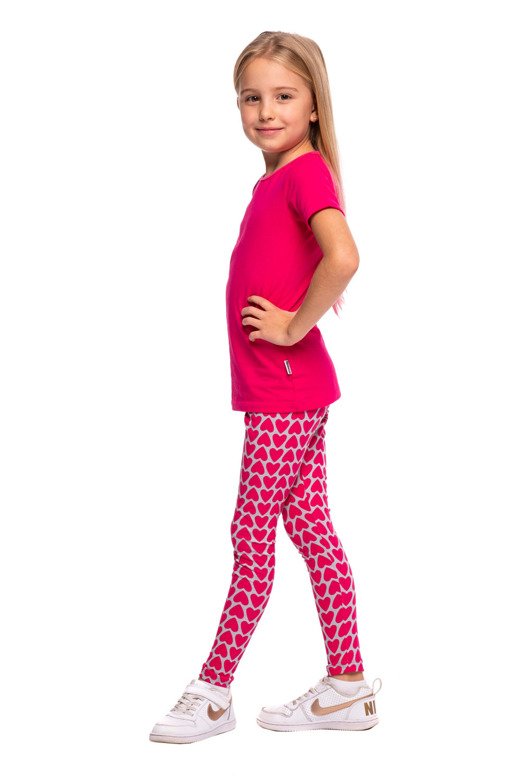 Sport-Leggings für Damen und Kinder mit einem HERZ-Muster in Fuchsia-Grau