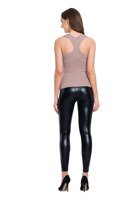 Damen-Leggings mit hoher Taille glänzend SCHWARZ