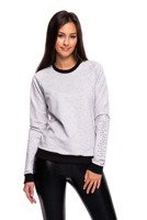 Damen Sport-Sweatshirt mit langen Ärmeln grau mit Stickerei auf dem Unterarm grau