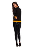 Damen Sport-Sweatshirt mit langen Ärmeln mit Stickerei auf dem Unterarm schwarz