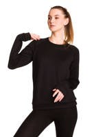 Damen Sport-Sweatshirt ohne Kapuze, schwarz gesteppt