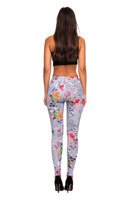 Kinder-Damen-Sportleggings mit BLUMEN-Muster grau