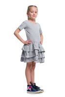 Mädchenkleid mit Rüschen und Metallic-Besatz - Grau und Silber