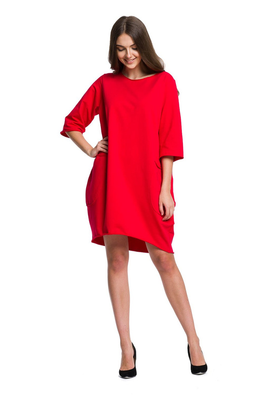 Women's Red Oversized Dress Tunic Blouse