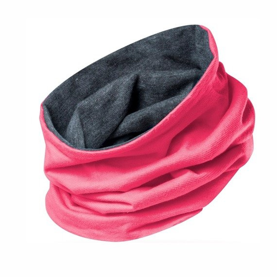 Warm Double-Layered Coral and Graphite Tube Scarf and Neck Gaiter