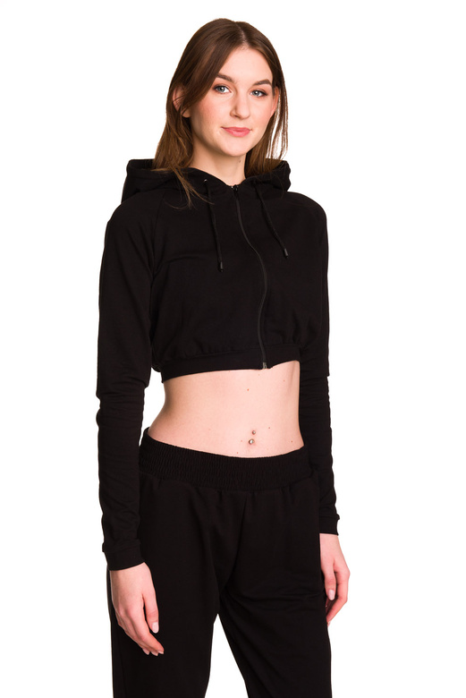 Sudadera corta con una gran capucha para niños para una niña negra