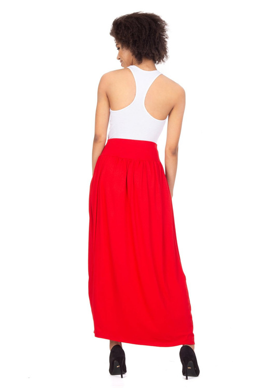 MAXI red viscose skirt.