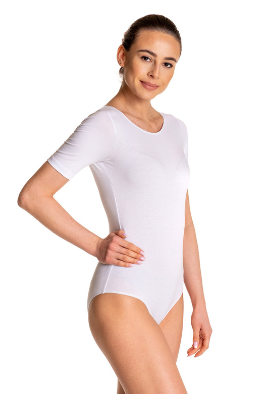 Body allenamento ginnastica con maniche corte B100K bianco