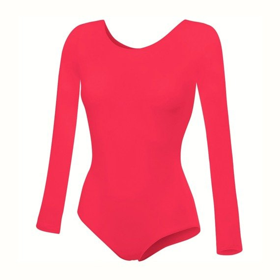 Body de antrenament gimnastică cu mâneci lungi B100D coral