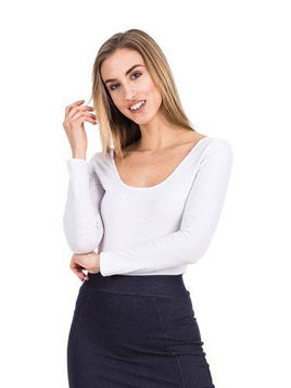 Body snellente da donna a maniche lunghe bianco