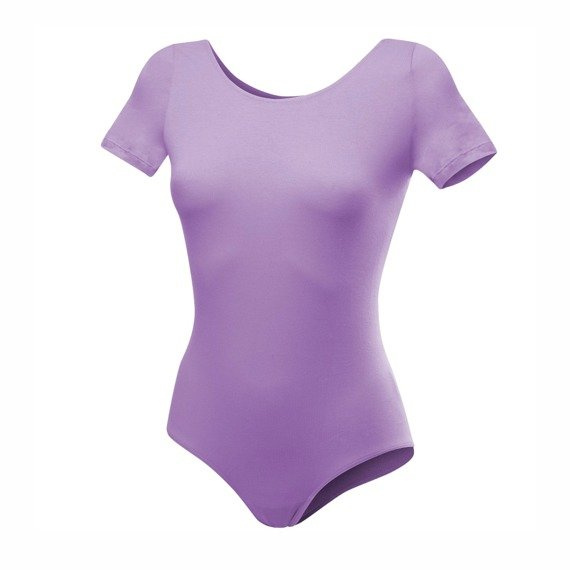 Gymnastics short-sleeved training body B100K heather violet.