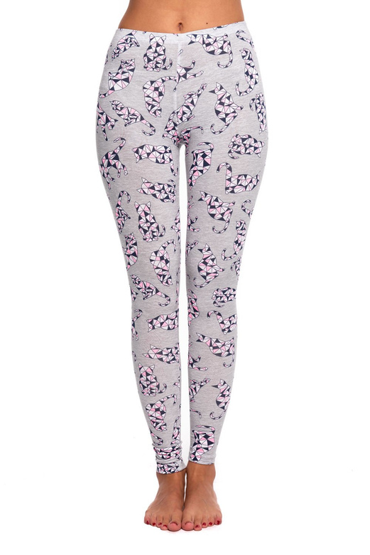 Jambiere sport pentru copii cu model GEOMETRIC CATS gri